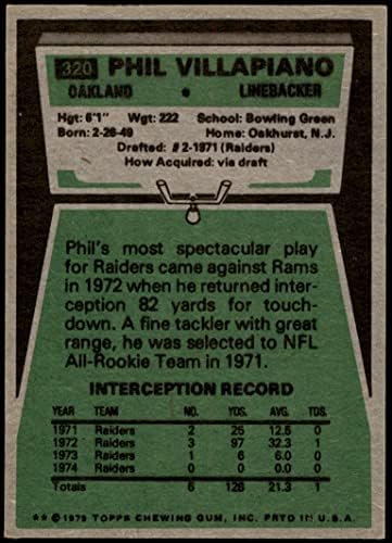 1975 Topps 320 Phil Villapiano Oakland Raiders Ex+ Raiders באולינג ירוק