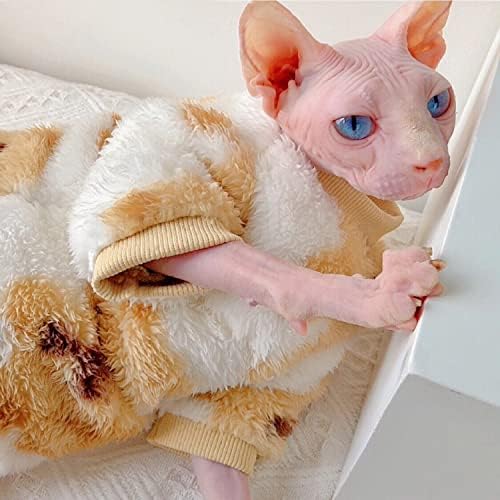 סוודרים של חתול Sphynx, בגדי חתול חמים, אופנה קטיפה מעובה ספינקס חתולים חסרי שיער בגדים, סוודר
