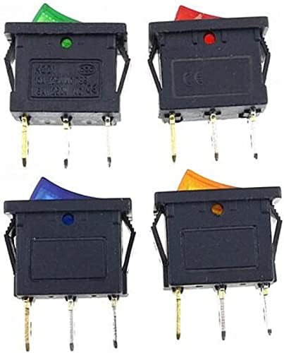מתג נדנדה של Gibolea KCD1 ON-OFF 3PIN מתג נדנדה 6A/10A 250V/125V כפתור כחול ירוק צהוב אדום