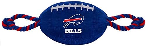NFL Buffalo Bills צעצוע של כלב כדורגל, חומרים איכותיים של ניילון קשוחים עם חבלים משיכה חזקים וחקירות