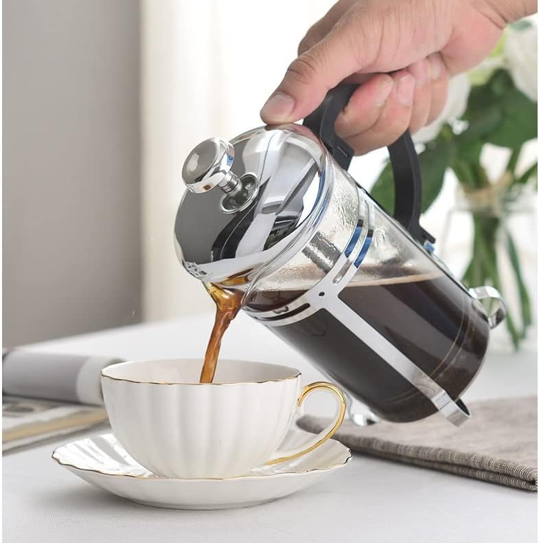FSYSM מדריך לסיר קפה צרפתית לוחץ על מכונת קפה סיר סיר סיר Percolator כלי לכוס פילטר תה