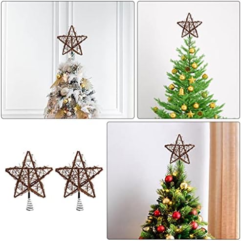 יארדווה 2 יחידות עץ חג המולד טופר ראטאן כוכב TEETOP עם עץ חג המולד- כוכב עליון עם בסיס סליל