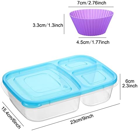 סט סנסין של 6 קופסאות ארוחת צהריים בנטו לילדים לשימוש חוזר 3 תאים ארוחות הכנה מיכלי הכנה