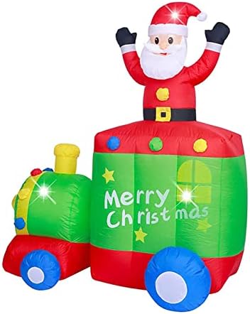 Pifude אב חג המולד חג המולד לחג המולד מתנפח סנטה קלאוס עם צעצועי רכבת לחג המולד קישוט חיצוני אבזרי קישוטי