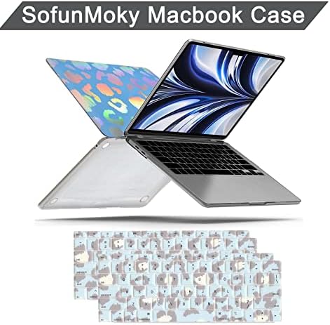 Sofunmoky עבור MacBook Air 13 אינץ 'מארז 2022/2021/2020/2019/2018, נמר לייזר לייזר קשיח קשיח עם 2 כיסוי