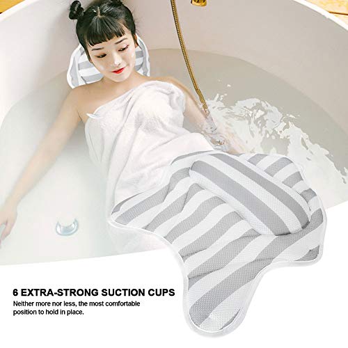 כרית אמבטיה, מחצלת צוואר אמבטיה נושמת כרית אמבטיה ביתית עם 6 כוסות יניקה מחצלת אמבטיה לתמיכה בצוואר
