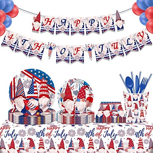 116 יחידות 4 ביולי פטריוטית המפלגה קישוטי אמריקאי דגל נושאים כלי שולחן כולל אמריקאי דגל צלחות