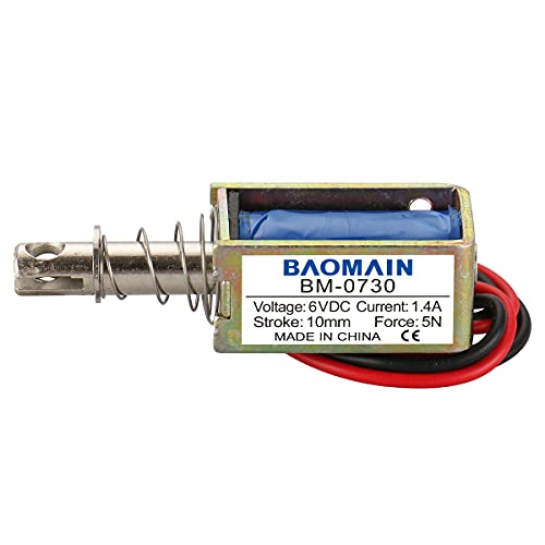 Baomain Solenoid Electromagnet BM-0730 DC 6V 1.4A 5N שבץ 10 ממ תנועה לינארית סוג משיכה