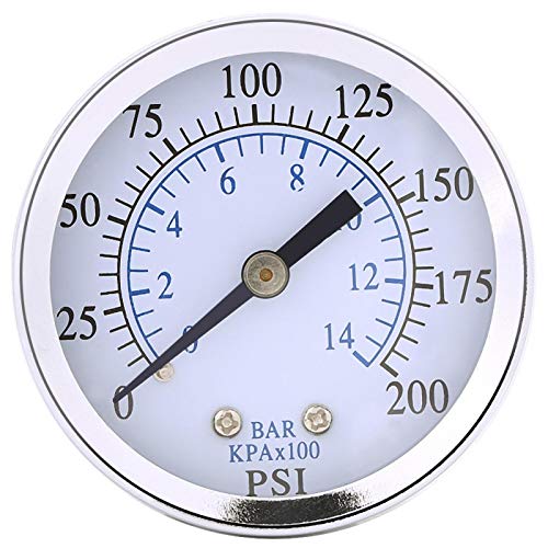 מד לחץ, מד לחץ מיני, מד לחץ מכני מיני, לשמן אוויר דלק או מים 0-200psi / 0-14bar npt