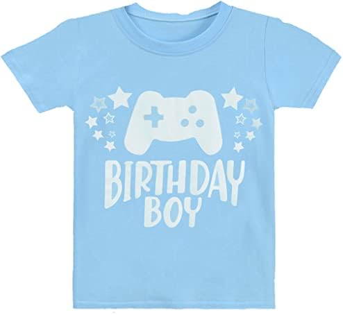 חולצת יום הולדת לחולצת דינוזאור דינוזאור ילדים ב '3 5th 5th 6th 7th יום הולדת מסיבת וידאו משחק טיז פעוט שרוול קיץ