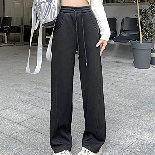 מכנסי טרנינג כושר נשים ספורט רחוב גבוה ומכנסי פנאי מכנסיים עם מכנסי כושר מכנסי כושר זיעה שחורה רכה