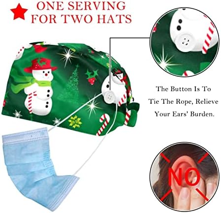 2 חתיכות מתכוונן עבודה כובע עם כפתור, עבודה כובע סרט זיעה, חג המולד סנטה ושלג נפוחה כובעי עבור