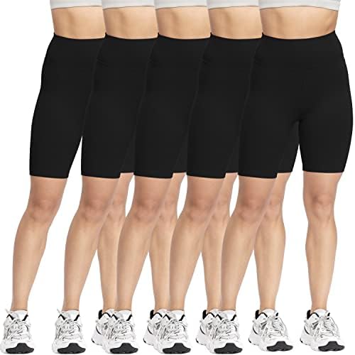 Valandy 5 חבילות מכנסיים קצרים של אופנוענים לנשים אימון מותניים גבוהים מכנסי יוגה קצרים נמתחים סטרץ 'רץ מכנסי