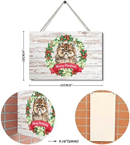 דלת כניסה לחג המולד חתול חתול חג המולד הולי זר רטרו עץ שלט עץ לחג המולד קישוטים לתלייה לחגון לסלון מרפסת קיר בית