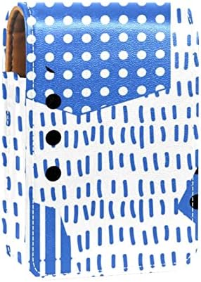 מיני איפור תיק עם מראה, מצמד ארנק מעוור שפתון מקרה, מודרני גרפיטי אמנות פולקה נקודות כחול