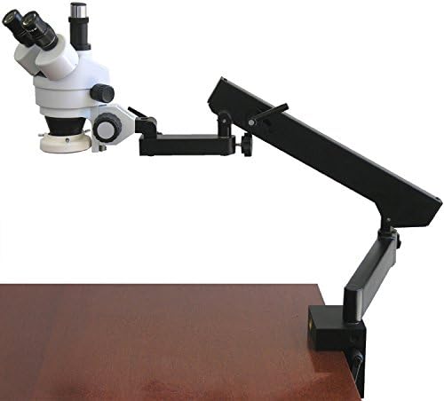 מיקרוסקופ זום סטריאו טרינוקולרי מקצועי של אמסקופ ס-6 ט-פרל, עיניות פי 10, הגדלה פי 7-45, מטרת זום פי 0.7-4.5,