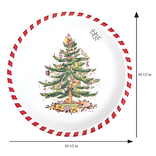 גיבסון 12-22642 עץ ספוד וקני ממתקים סט צלחת ארוחת ערב נייר חד פעמי למסיבות חג המולד וחגיגות, 10.5 קוטר, 8 יחידות