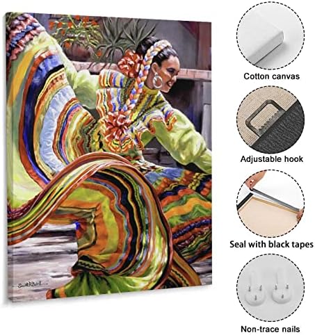 פוסטרים לחדר אסתטי מקסיקני בנות ריקוד בד הדפסים ציורי אמנות קיר בד דקור קיר עיצוב בית דקור סלון אסתטי 20x26 אינץ