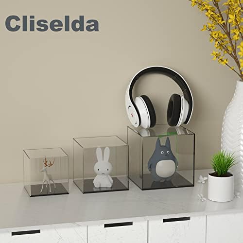 Cliselda Clear Acrylic Acrylic Case עם בסיס שחור בסיס 5x5x5 אינץ