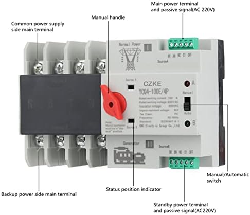 Nunomo YCQ4-100E/4P 220V AC 8KA DIN RAIL מתגי ATS מתגי כוח ללא הפרעה כוח כפול מתג העברה אוטומטי 63A 100A