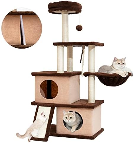 יוקי חתול עץ חתול טיפוס מגדל עבור מקורה חתולים רב-רמת חתול דירה עם ערסל מוט חתלתול צעצועי גבוה פינת חתול