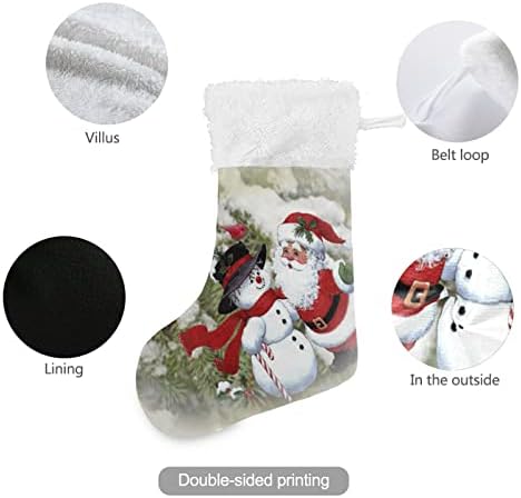 גרבי חג המולד של Alaza סנטה קלאוס ואיש שלג קלאסי קלאסית קישוטים גדולים לגרביים גדולים לעיצוב