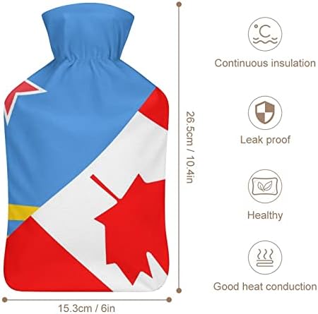 ארובה קנדה דגל בקבוק מים חמים עם כיסוי רך 1L שקית גדולה יותר קלאסית קלאסית לרגלי יד צוואר