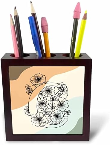 3 רוז ג מונוגרמה פרחים ראשוניים מתאר רקע בדוגמת בוהו-מחזיקי עט אריחים