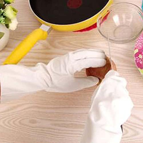 עדין מיאו 2 זוגות לבן דק גומי כפפות ניקוי לשטיפת כלים עמיד למים כפפות לשימוש חוזר מטבח כפפות