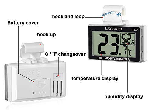 LXSZRPH זוחלים מדחום Hygrometer HD LCD טנק זוחל מדחום דיגיטלי עם מד לחות טמפרטורת וו מד למכלי זוחלים,