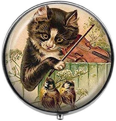 חתול משחק כינור בעלי החיים-חתול מוסיקה גלולת תיבת-חתול גלולת תיבת - זכוכית סוכריות תיבה