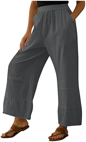 ג ' ורסה זיעה מכנסיים לנשים, אלסטי מותניים מכנסיים גבוהה מותן מכנסיים מקרית ישר מוצק עם כיס