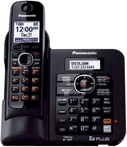 Panasonic KX TG6641B DECT 6.0 טלפון אלחוטי עם מערכת מענה, שחור, 1 מכשיר