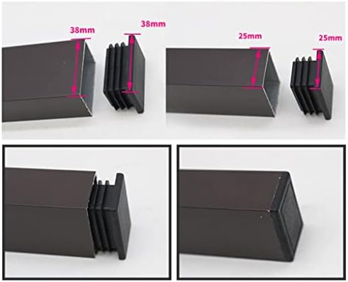 מכסה סיום שחור מרובע PE, 10x10 ~ 100x100 ממ תקע פנימי מפלסטיק לחיבור של מוצרי נירוסטה, שולחן וכיסא