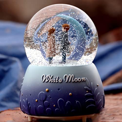 Slynsw אורות צבע יצירתיים צפים פתיתי שלג אור ירח לבן זוג זכוכית כדורי בדולר קופסת מוסיקה קופסת טנאבאטה