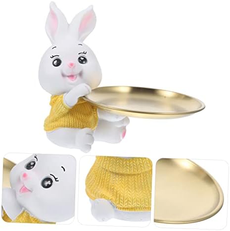 Zerodeko ארנב מגש קישוט שולחן עבודה תכשיטים תכשיטים לקישוט לנשים לנשים למגש תכשיטים ארנב בית ארנב