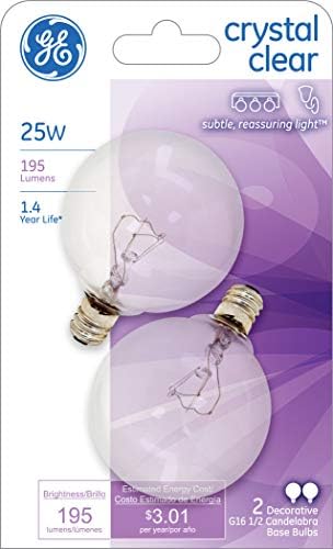תאורה 17722 דקורטיבי גרם 16 1/2 מנורת בסיס גלוב אור הנורה, 2 לספור, ברור