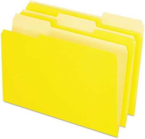 פנדפלקס 15313 ייל צבעוני קובץ תיקיות, 1/3 לחתוך למעלה כרטיסייה, משפטי, צהוב, אור צהוב, 100 / תיבה