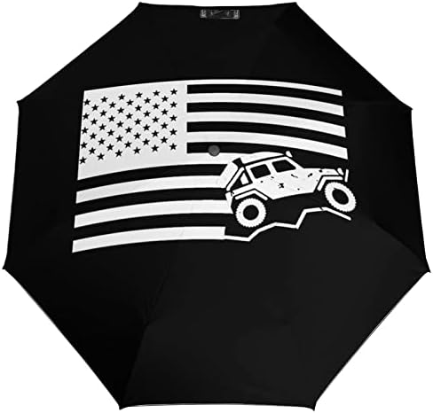 דגל אמריקאי מטריית נסיעות מחוץ לכביש אטום לרוח 3 קפלים מטרייה מתקפלת אוטומטית לגברים נשים