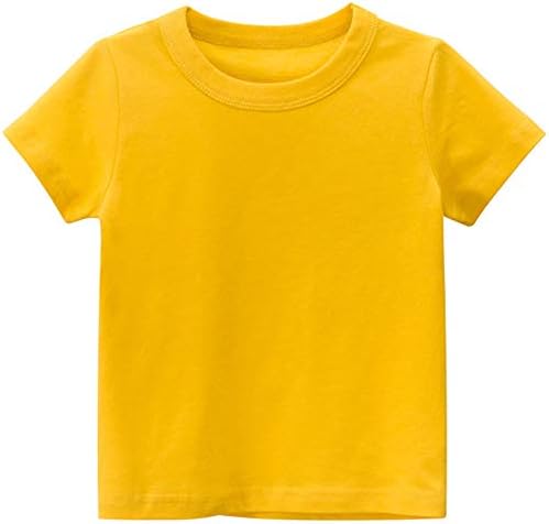 טיז צווארון עגול כותנה מוצק חולצות בני בנות קצר שרוול פעוט נוחות רך חולצה גופיית חולצות