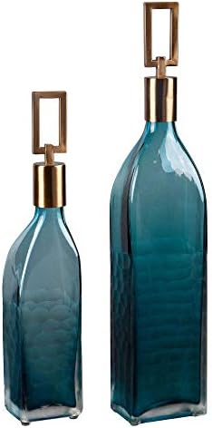 סט בקבוקים דקורטיביים של אנבלה טורקיז ירוק זכוכית 2 חלקים
