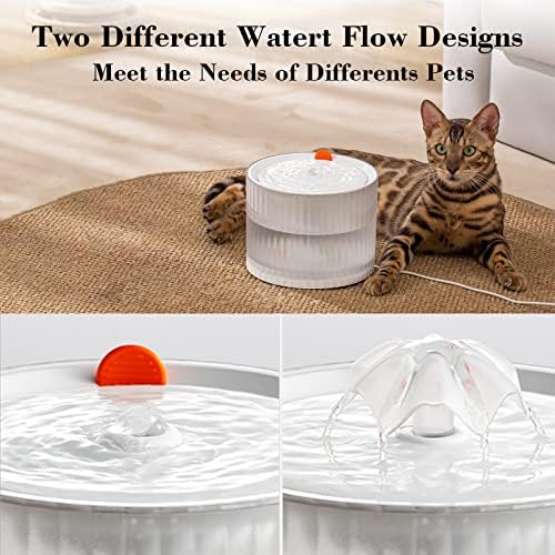 מזרקת מים לחתולים עם משאבה אלחוטית, מזרקת מים לוטי לחתולים בתוך 2.3 ליטר/74 אונקיות שקט במיוחד לחתולים