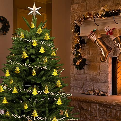 אורות מיתרים דקורטיביים לחג מאת גדעון 20 LED LED סולארי מופעל על עץ מתכת חלול אורות פיות לחגים