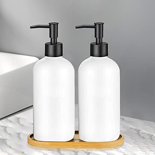 לבן מתקן לסבון עם במבוק מגש, עמיד למים תוויות, מתקן לסבון אמבטיה, פלסטיק יד מתקן לסבון צלחת מתקן